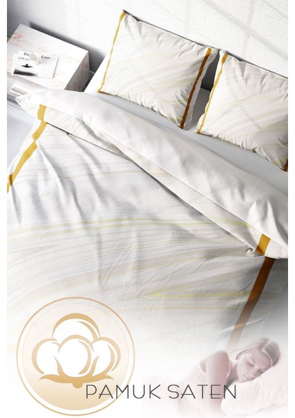 Çift Kişilik Sık Dokuma Pamuk Saten 3D Özel Tasarım Marble White Modern Nevresim Takımı