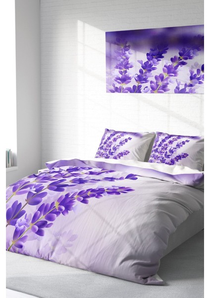 Çift Kişilik Sık Dokuma Pamuk Saten 3D Özel Tasarım Lavander Nevresim Takımı fiyatları