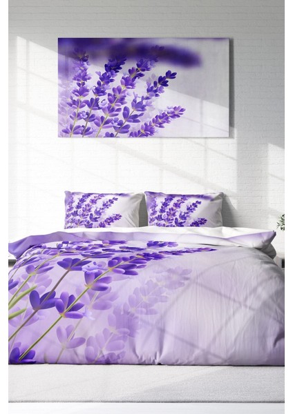 Çift Kişilik Sık Dokuma Pamuk Saten 3D Özel Tasarım Lavander Nevresim Takımı modelleri