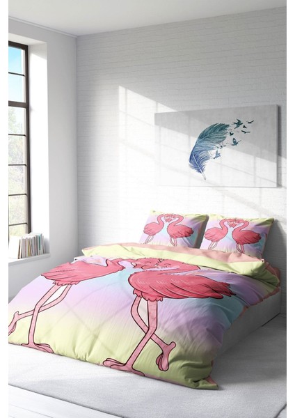 Çift Kişilik Sık Dokuma Pamuk Saten 3D Özel Tasarım Aşık Kuşlar Nevresim Takımı fiyatları