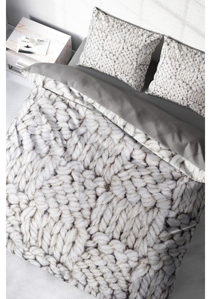 Doğal Pamuk Çift Kişilik 3D Digital Örgü4 Nevresim Takımı