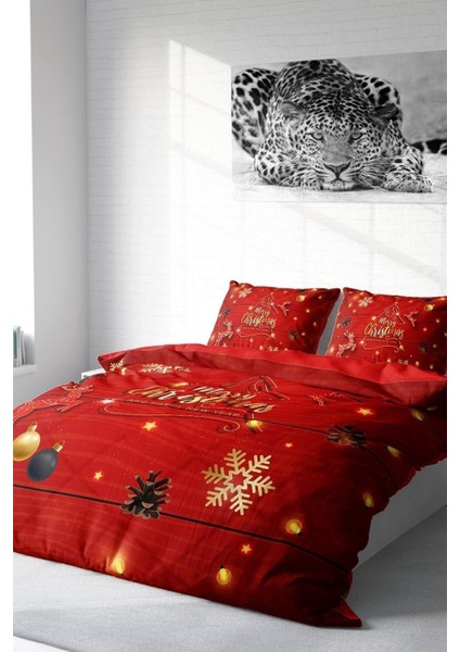 Yılbaşı Çift Kişilik Nevresim Lastikli Çarşaflı Pamuk Saten Pine Deers Nevresim Takımı fiyatları