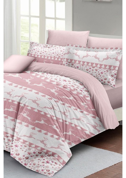 Yılbaşı (Lastikli Çarşaflı) Çift Kişilik Pamuk Saten Powder Deers Nevresim Takımı fiyatları