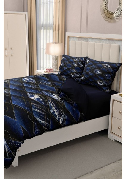 Çift Kişilik Lastikli Çarşaflı Pamuk Saten Blue Suite Nevresim Takımı fırsatları