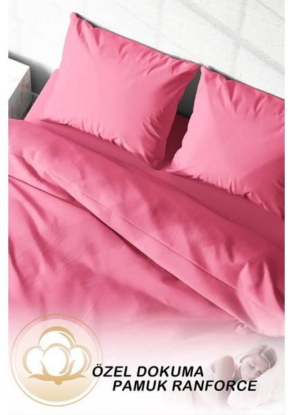 Doğal Pamuk Çift Kişilik 3D Digital Pembe Lux Pamuk Ranforce Nevresim Takımı fırsatları