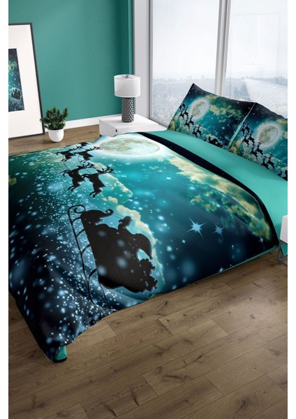 Ny Deer 3D Pamuk Saten Çift Kişilik Nevresim Takımı