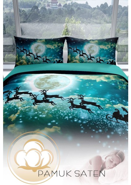 Ny Deer 3D Pamuk Saten Çift Kişilik Nevresim Takımı fırsatları
