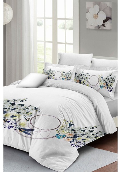 Çift Kişilik Sık Dokuma Pamuk Saten 3D Özel Tasarım Beyaz Çiçekli Nevresim Takımı fiyatları