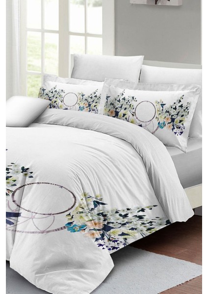 Çift Kişilik Sık Dokuma Pamuk Saten 3D Özel Tasarım Beyaz Çiçekli Nevresim Takımı modelleri