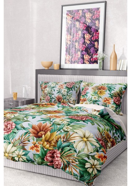 Pamuk Saten Lastikli Çarşaf Deluxe Koleksiyon Çift Kişilik 3D Daisy Nevresim Takımı fiyatları