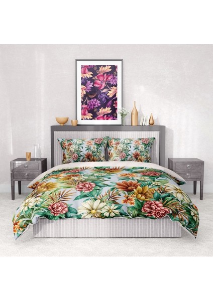 Pamuk Saten Lastikli Çarşaf Deluxe Koleksiyon Çift Kişilik 3D Daisy Nevresim Takımı fırsatları