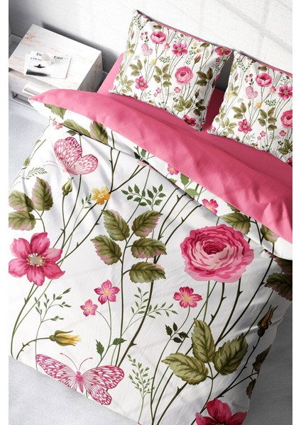Doğal Pamuk Çift Kişilik 3D Digital Relax Flower Nevresim Takımı
