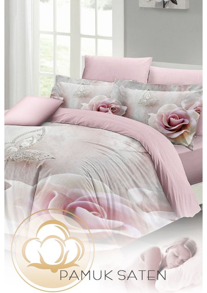 Doğal Pamuk Çift Kişilik 3D Digital Wildrose Nevresim Takımı indirimleri