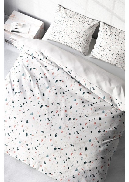 Doğal Pamuk Çift Kişilik 3D Digital Terrazzo Nevresim Takımı