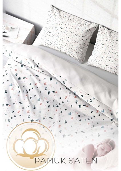 Doğal Pamuk Çift Kişilik 3D Digital Terrazzo Nevresim Takımı fırsatları