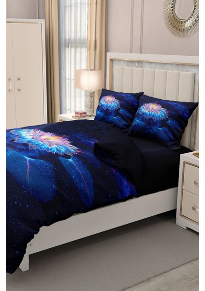 Çift Kişilik Lastikli Çarşaflı Pamuk Saten Lotus Night Nevresim Takımı fırsatları