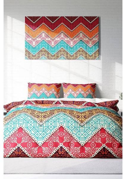 Çift Kişilik Sık Dokuma Pamuk Saten 3D Özel Tasarım Zikzak Motif Nevresim Takımı modelleri