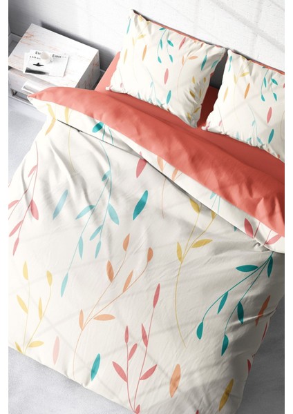 Çift Kişilik Sık Dokuma Pamuk Saten 3D Özel Tasarım Yaprak Nevresim Takımı
