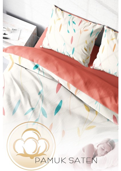 Çift Kişilik Sık Dokuma Pamuk Saten 3D Özel Tasarım Yaprak Nevresim Takımı fırsatları