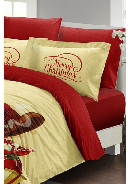 Yılbaşı (Lastikli Çarşaflı) Çift Kişilik Pamuk Saten Noel Baba Nevresim Takımı fiyatları
