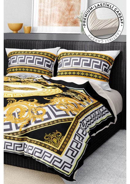 Pamuk Saten Lastikli Çarşaf Deluxe Çift Kişilik 3D Yellow Nevresim Takımı fiyatları