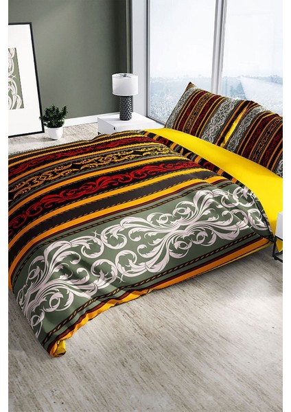Baroque 3D Pamuk Saten Çift Kişilik Nevresim Seti Nevresim Takımı