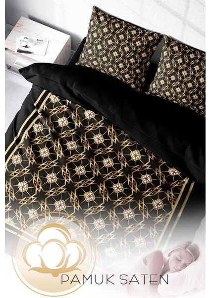 Çift Kişilik Lastikli Çarşaflı Pamuk Saten Gold Deco Nevresim Takımı fırsatları