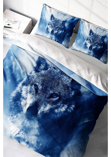 Çift Kişilik Lastikli Çarşaflı Pamuk Saten Lonely Wolf Nevresim Takımı modelleri