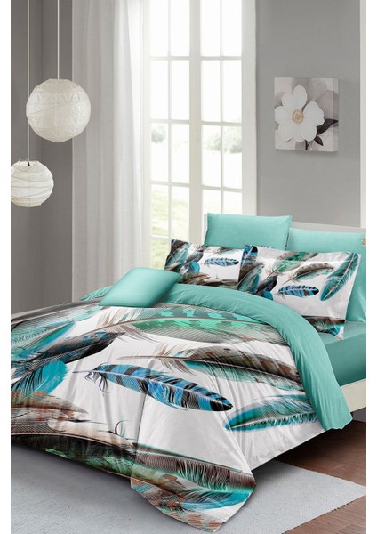 Doğal Pamuk Çift Kişilik 3D Digital New Feather Nevresim Takımı