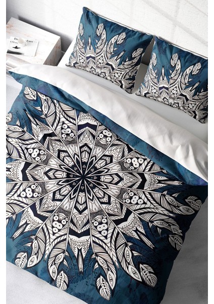 Doğal Pamuk Çift Kişilik 3D Digital Ethnic Mandala3 Nevresim Takımı