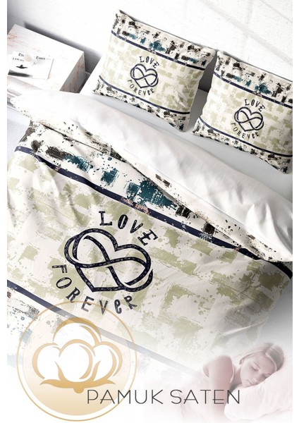 Doğal Pamuk Çift Kişilik 3D Digital Love Forever Nevresim Takımı fırsatları