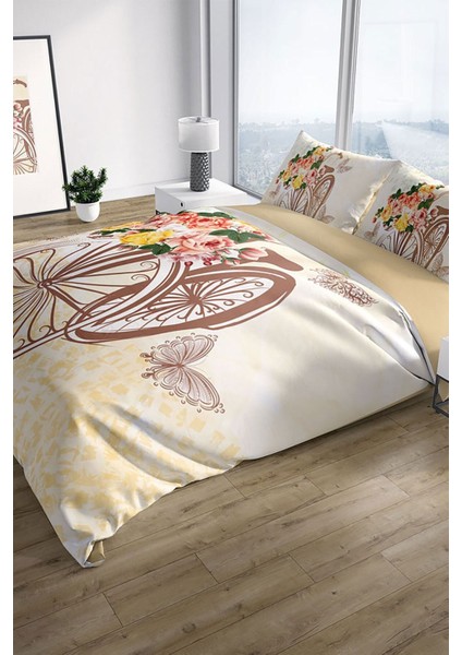 Bicycle 3D Pamuk Saten Çift Kişilik Nevresim Seti Nevresim Takımı