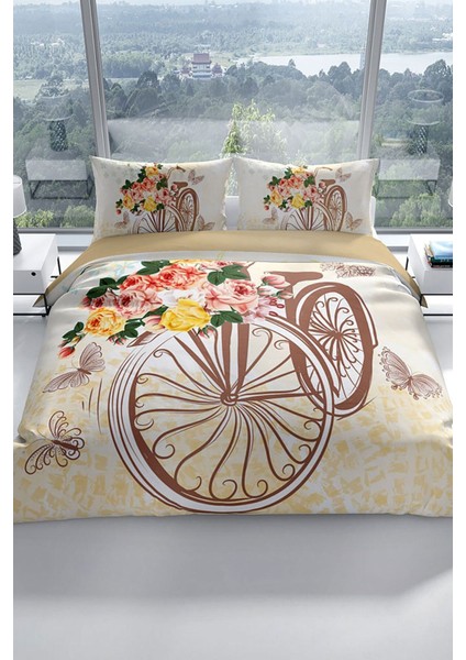 Bicycle 3D Pamuk Saten Çift Kişilik Nevresim Seti Nevresim Takımı fiyatları