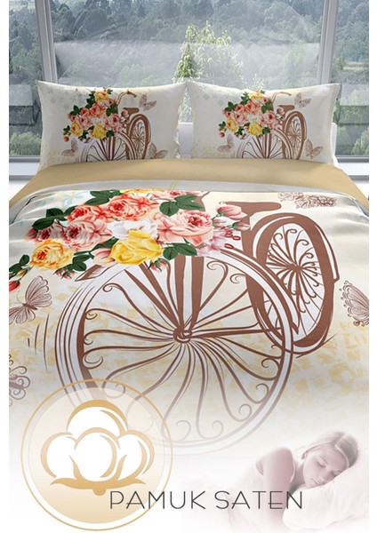 Bicycle 3D Pamuk Saten Çift Kişilik Nevresim Seti Nevresim Takımı fırsatları