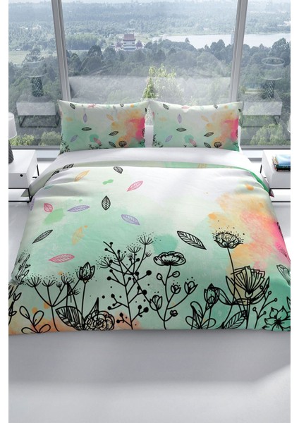 Leaves 3D Pamuk Saten Çift Kişilik Nevresim Takımı fiyatları