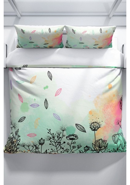 Leaves 3D Pamuk Saten Çift Kişilik Nevresim Takımı modelleri