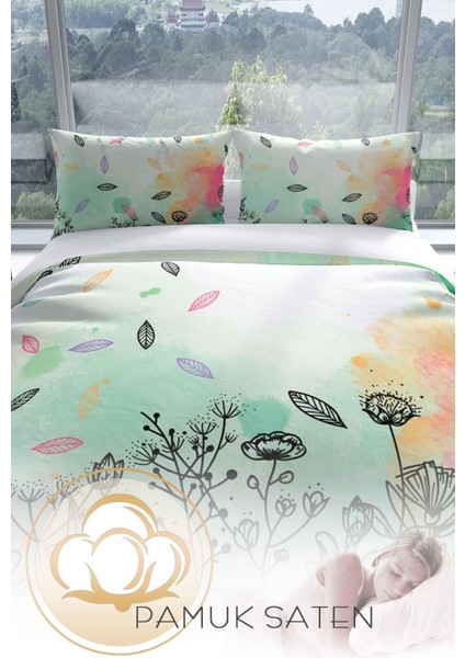 Leaves 3D Pamuk Saten Çift Kişilik Nevresim Takımı fırsatları