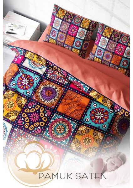 Çift Kişilik Sık Dokuma Pamuk Saten 3D Özel Tasarım Nakkaş Nevresim Takımı fırsatları