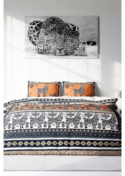 Çift Kişilik Sık Dokuma Pamuk Saten 3D Özel Tasarım Lama Tattoo Nevresim Takımı modelleri