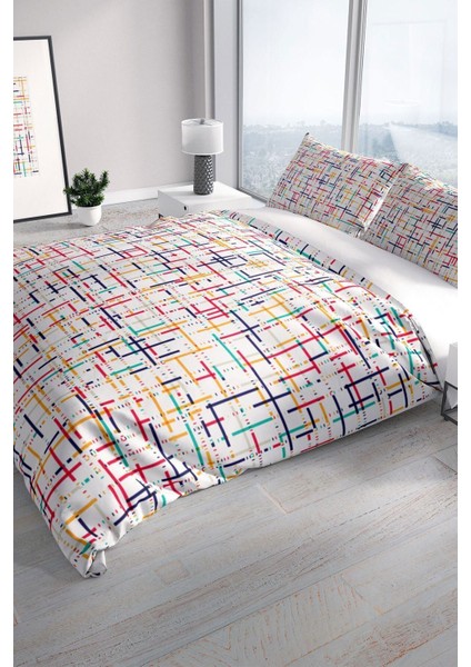 Colorful 3D Pamuk Saten Çift Kişilik Nevresim Seti Nevresim Takımı