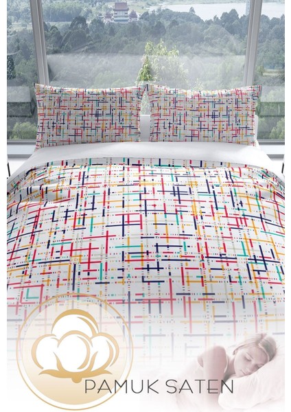 Colorful 3D Pamuk Saten Çift Kişilik Nevresim Seti Nevresim Takımı fırsatları