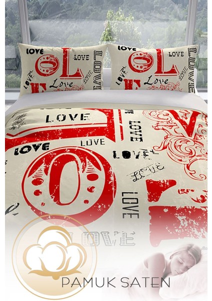 Love 3D Pamuk Saten Çift Kişilik Nevresim Seti Nevresim Takımı fırsatları