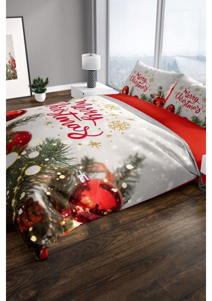 Ny Noel 3D Pamuk Saten Çift Kişilik Nevresim Seti Nevresim Takımı