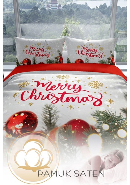 Ny Noel 3D Pamuk Saten Çift Kişilik Nevresim Seti Nevresim Takımı fırsatları