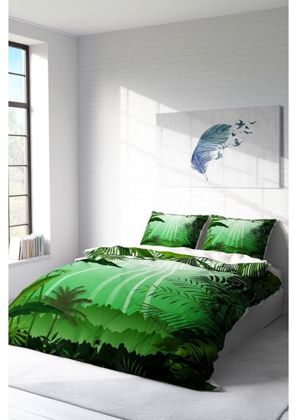 Çift Kişilik Sık Dokuma Pamuk Saten 3D Özel Tasarım Green Life Nevresim Takımı fiyatları