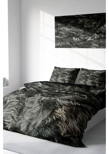 Doğal Pamuk Çift Kişilik 3D Digital Dark Feather Nevresim Takımı fiyatları