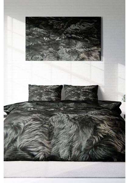 Doğal Pamuk Çift Kişilik 3D Digital Dark Feather Nevresim Takımı modelleri