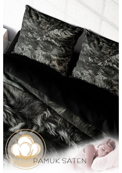 Doğal Pamuk Çift Kişilik 3D Digital Dark Feather Nevresim Takımı fırsatları