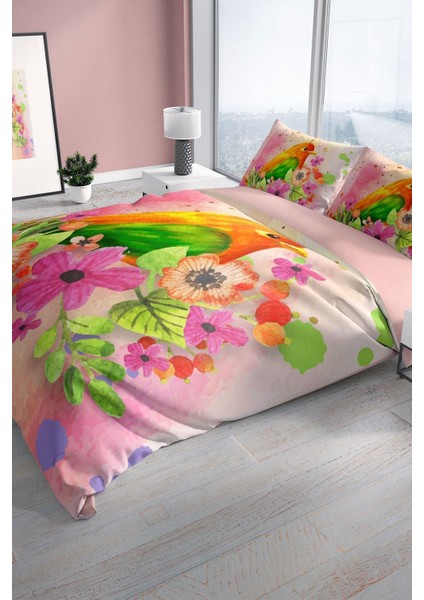 Birdnest 3D Pamuk Saten Çift Kişilik Nevresim Takımı