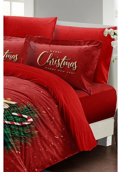 Yılbaşı Süsü Green Christmas Noel Pamuk Saten 3D Çift Kişilik Nevresim Takımı fiyatları